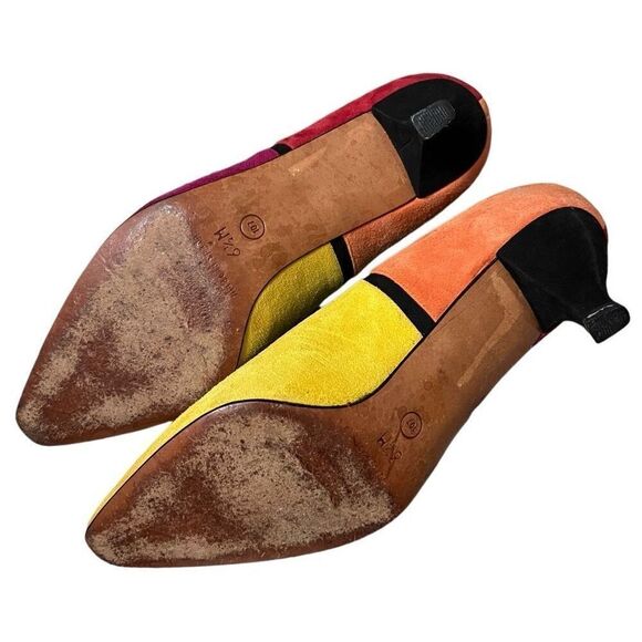 VNTG 80’s Designer Evan Picone Made in Spain Color Block Pumps Size 6.5 - Picture 2 of 5